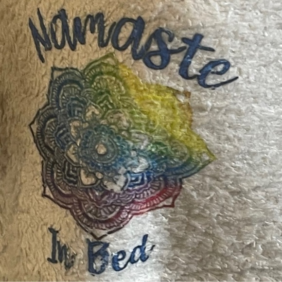 Namaste in Bed Mandala White Fleece Upcycled Lounge Shorts - Picture 2 of 8